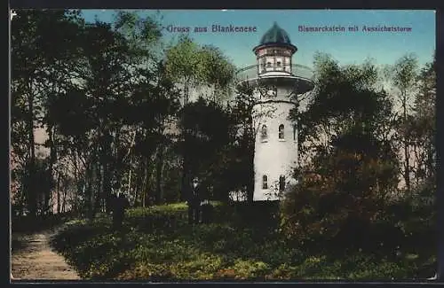 AK Hamburg-Blankenese, Bismarckstein mit Aussichtsturm