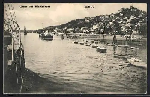 AK Hamburg-Blankenese, Blick von der Elbe zum Süllberg