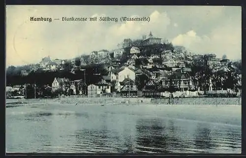 AK Hamburg-Blankenese, Ortsansicht mit Süllberg von der Wasserseite