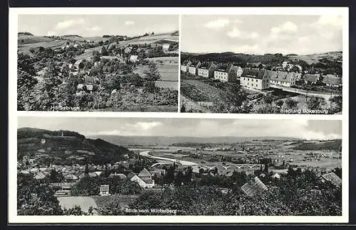 AK Vlotho, Panorama vom Winterberg aus gesehen, Höltkerbruch u. Siedlung Bölkenburg