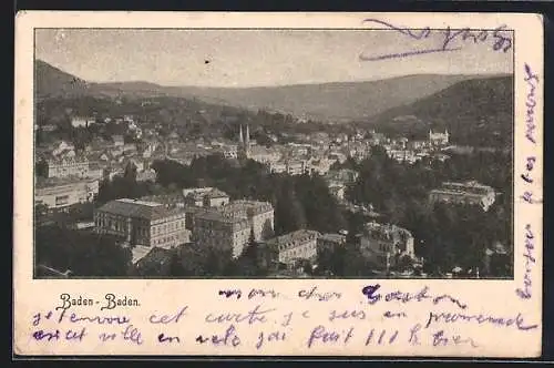 AK Baden-Baden, Totalansicht aus der Vogelschau