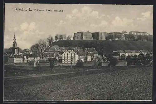 AK Bitsch i. L., Teilansicht mit Festung