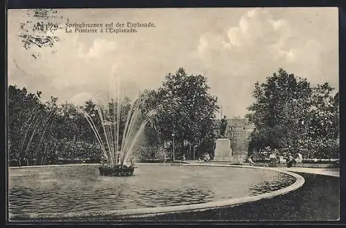 AK Metz, Springbrunnen auf der Esplanade