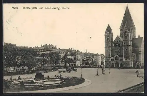 AK Metz, Theaterplatz und neue evang. Kirche