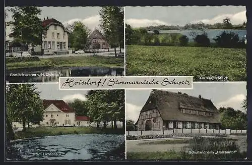 AK Hoisdorf /Stormarnische Schweiz, Gemischtwaren Diekmann, am Karpfenteich, Heim Lichtensee, Schullandheim Holstentor