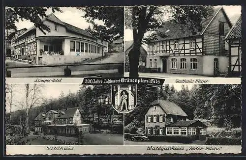 AK Grünenplan i. Hils, Lampes Hotel, Gasthaus Meyer, Gasthof Roter Fuchs