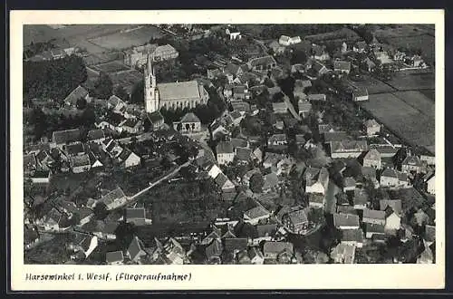 AK Harsewinkel i. Westf., Fliegeraufnahme mit Kirche