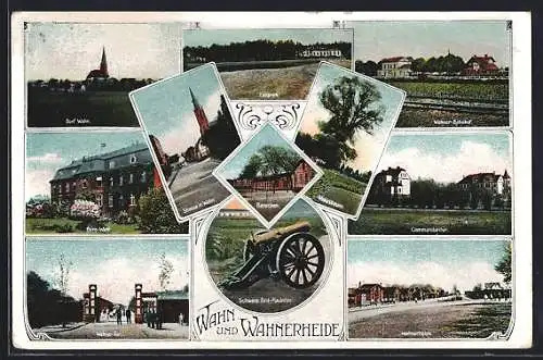 AK Köln-Wahn, Wahner Bahnhof, Lazarett, Baracken, Krausbaum & Wahner Tor