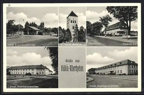 AK Köln-Merheim, Städt. Krankenanstalten, Kirche St. Gereon, Olpener Strasse