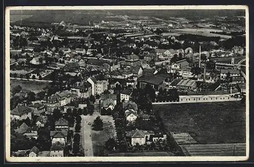 AK Bernsdorf O.-L., Ortsansicht vom Flugzeug aus