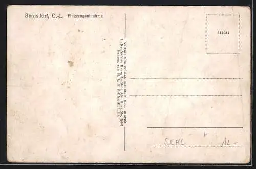AK Bernsdorf O.-L., Ortsansicht vom Flugzeug aus