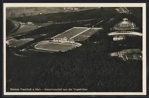 AK Frankfurt-Niederrad, Gesamtansicht des Stadions aus der Vogelschau