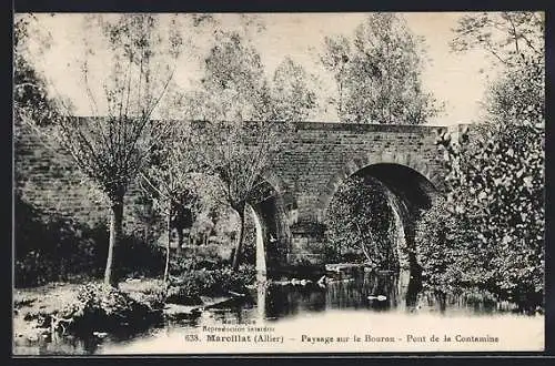 AK Marcillat /Allier, Paysage sur le Bouron, Pont de la Contamine