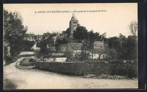 AK Ainay-le-Chateau, Vue prise de la Chapelle St-Roch