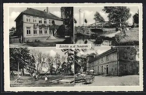 AK Sehlde a. d. Innerste, Schule, Innerstebrücke, Spielplatz, Jägerhaus