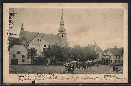 AK Werl, Marktplatz mit Kirche