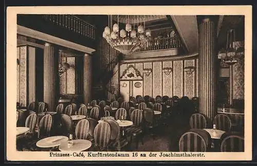 AK Berlin-Charlottenburg, Inneres Prinzess.Cafè auf dem Kurfürstendamm