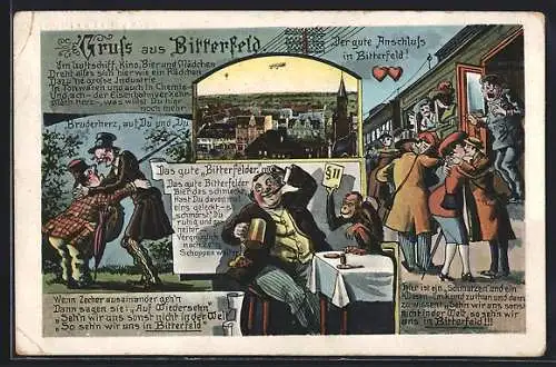 AK Bitterfeld, Ortsansicht und Szenen aus Bitterfeld