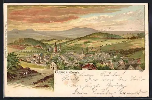 Lithographie Geyer, Ortsansicht