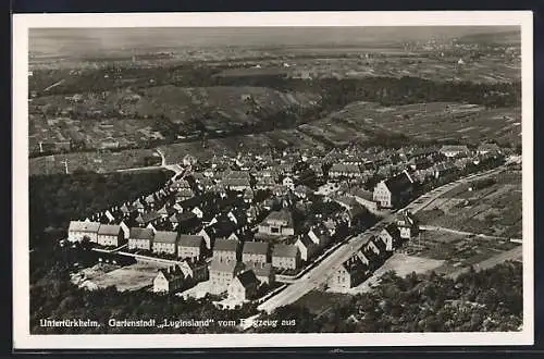 AK Untertürkheim, Gartenstadt Luginsland vom Flugzeug aus