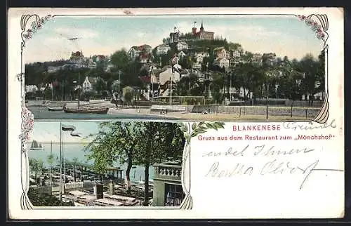 AK Hamburg-Blankenese, das Restaurant zum Mönchshof, der Biergarten