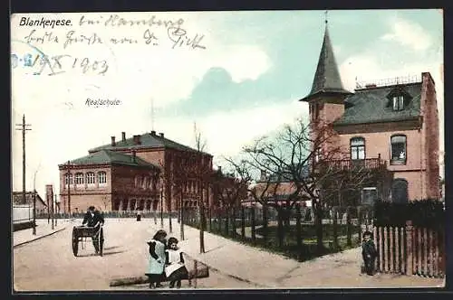 AK Hamburg-Blankenese, Ortsansicht mit Realschule