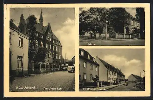 AK Köln-Flittard, Herz-Jesus-Stift, Schule, im Weingartskamp