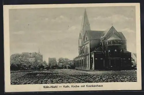 AK Köln-Niehl, Kath. Kirche mit Krankenhaus