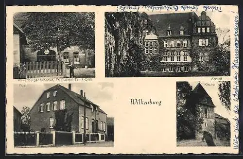 AK Wilkenburg, Schänke Fr. Rukopf, Kirche, Post