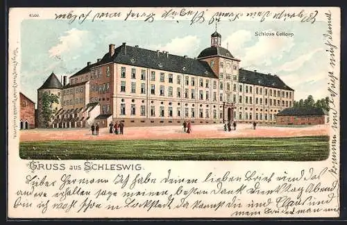 Lithographie Schleswig, Schloss Gottorp