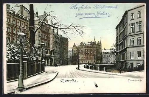 AK Chemnitz, Nicolaibrücke an der Langestrasse