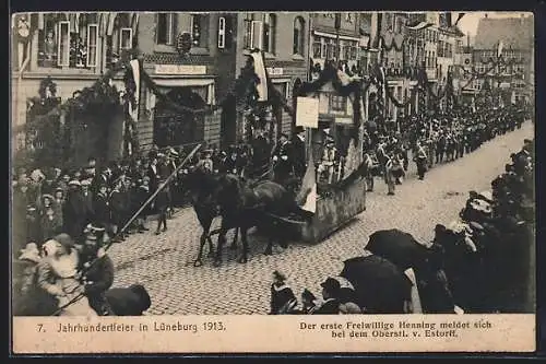 AK Lüneburg, Jahrhundertfeier 1913-Der erste Freiwillige Henning meldet sich bei dem Oberstl. v. Estorff