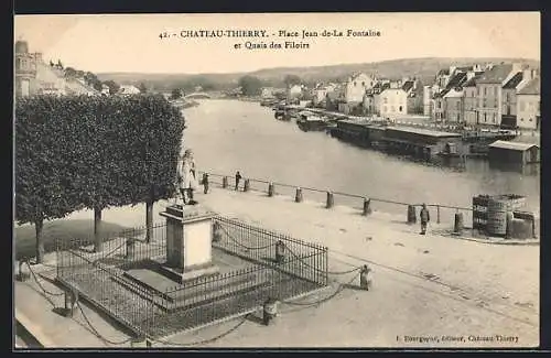 AK Chateau-Thierry, Place Jean de la Fontaine et Quai des Filoirs