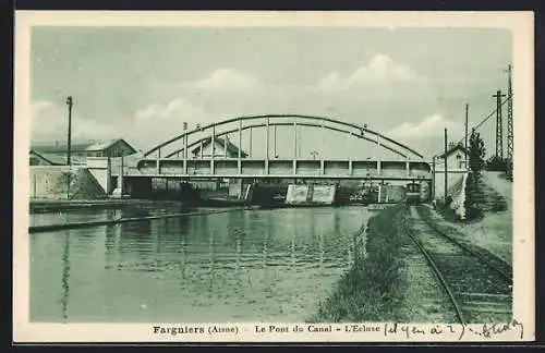 AK Fargniers /Aisne, Le Pont du Canal, L`Ecluse