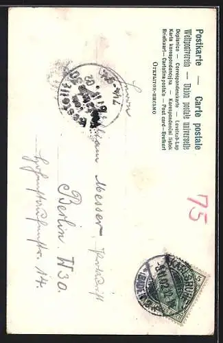 AK Karlsruhe, Blick auf Kaiser-Wilhelm-Denkmal