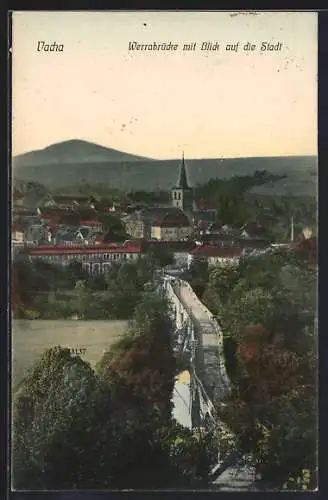 AK Vacha, Werrabrücke mit Blick auf die Stadt