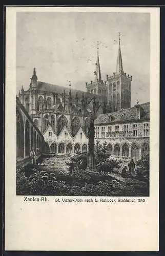 Künstler-AK Xanten /Rh., St. Victor-Dom mit Anlagen