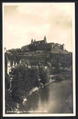 AK Schwäbisch-Hall, Schloss Comburg mit Umgebung aus der Vogelschau