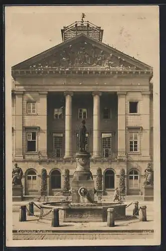 AK Karlsruhe, Rathaus mit Brunnen