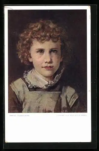 Künstler-AK sign. Ernst Stückelberg: L`Enfant aux Boucles Blondes