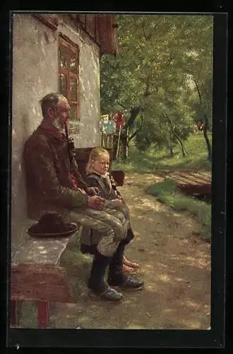 Künstler-AK sign. E. Henseler: Mittagsstunde