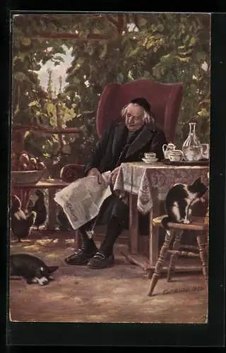 Künstler-AK sign. C. Riedel: Mittagsschläfchen