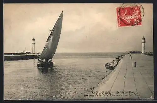 AK Grau-du-Roi, Entrée du Port, vue prise de la Jetée, Rive droite