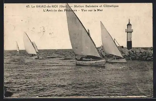 AK Grau-du-Roi, Station Balnéaire et Climatique, L`Arrivée des Pecheurs, Vue sur la Mer