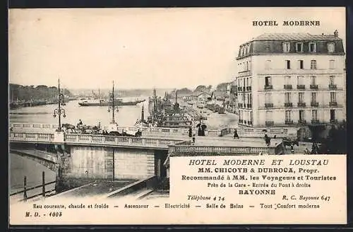 AK Bayonne, Hotel Moderne et Loustau, MM. Chicoye & Dubroca