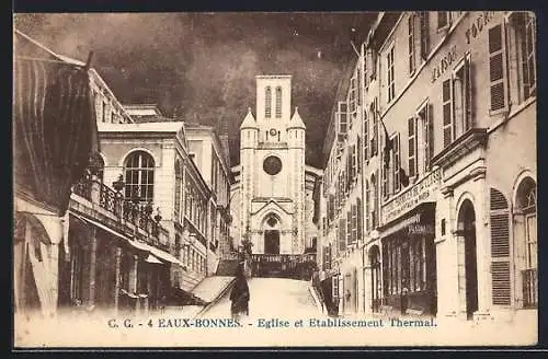 AK Eaux-Bonnes, Eglise et Etablissement Thermal