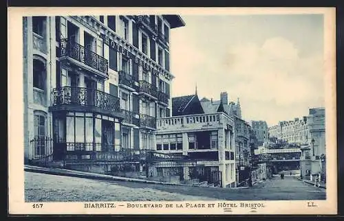 AK Biarritz, Boulevard de la Plage et Hotel Bristol