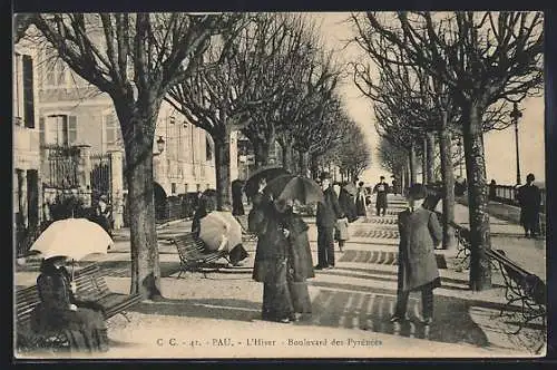 AK Pau, l`hiver, Boulevard des Pyrenees