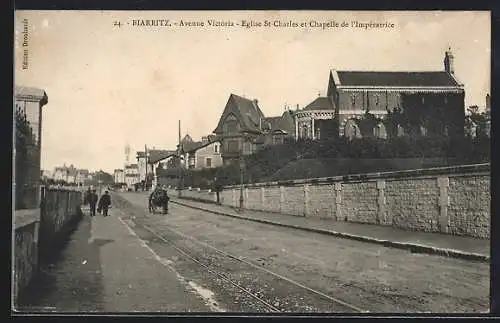 AK Biarritz, Avenue Victoria, Eglise St-Charles et Chapelle de l`Impératrice