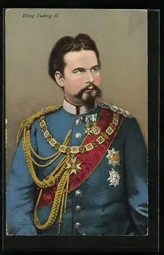 AK Portrait König Ludwig II. in Uniform mit Orden